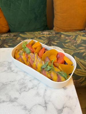 Tataki de canard / agrumes / betteraves / lentilles