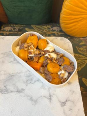 Gnocchis potimarrons / crème de taleggio / marrons / champignons / noisettes